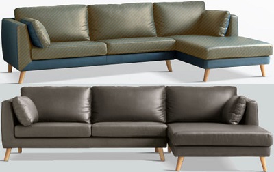 Ghế sofa L bọc da thiết kế sang trọng