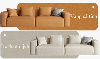 Ghố sofa bọc nỉ màu vàng và mầu be