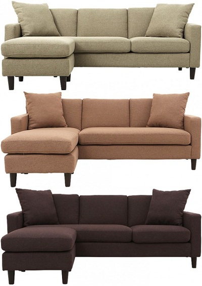 Ghế sofa bọc nỉ băng dài và ghế đôn nhỏ màu nâu GSF207