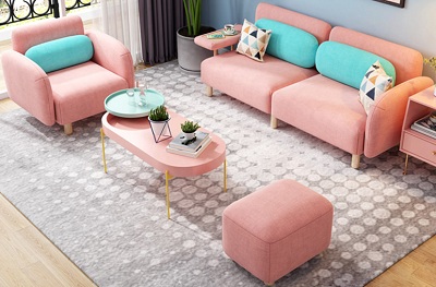 Ghế sofa bọc nỉ màu hồng