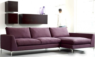 Ghế sofa góc bọc nỉ màu tím