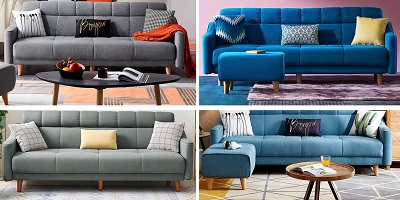 Mẫu ghế sofa màu xanh, ghi xám