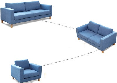 Bộ ghế sofa 3 món mầu xanh