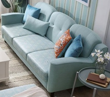 Ghế sofa bọc nỉ màu xanh