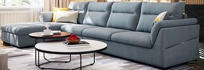 Ghế sofa bọc nỉ màu xanh
