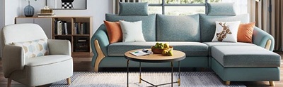 Ghế sofa góc mầu xanh bọc nỉ cao cấp