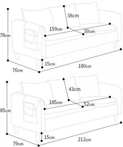 Thiết kế ghế sofa 1m8 và 2m12