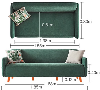 Thiết kế chi tiết ghế băng sofa 1850mm