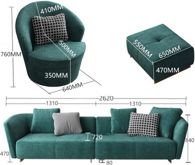Thiết kế ghế sofa 2m62