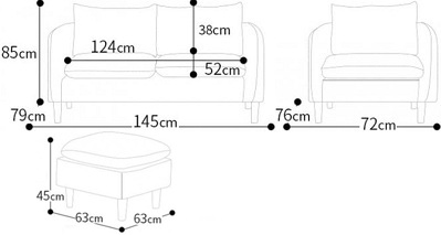 Ghế sofa rộng 145cm