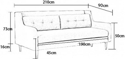 Thiết kế Ghế sofa bọc nỉ Kích thước 210 x 90 x 89cm Dài x Rộng X Cao GSF212