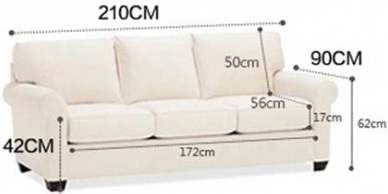 Thiết kế Ghế sofa bọc nỉ Kích thước 210 x 90 x 88cm Dài x Rộng X Cao GSF211