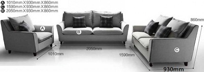 Thiết kế Ghế sofa bọc nỉ Kích thước Văng: 205 x 93 x 86cm - Đơn: 101 x 93 x 86cm Dài x Rộng X Cao GSF202