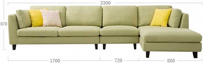 Thiết kế Ghế sofa bọc nỉ Kích thước 330 x 160 x 87 cm Dài x Rộng X Cao GSF199