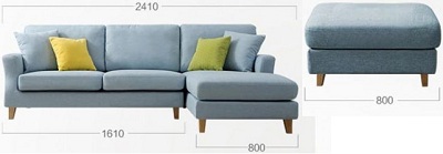 Thiết kế Ghế sofa bọc nỉ Kích thước (D)3100 x (R)1600 x (C)850 mm Dài x Rộng X Cao GSF193