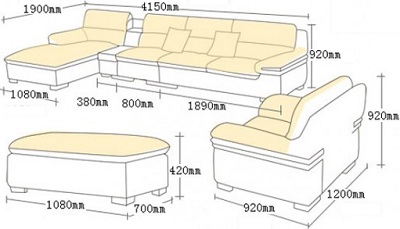 Thiết kế Ghế sofa bọc da Kích thước D4150 x R1900 x C920 mm GSF177