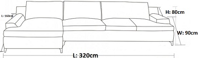 Thiết kế Ghế sofa bọc nỉ Kích thước D3200 x R1600 x C800 mm Dài x Rộng X Cao GSF176