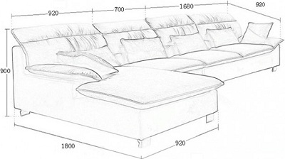 Thiết kế Ghế sofa bọc nỉ Kích thước 3300 x 1800 x 900 mm Dài x Rộng X Cao GSF173