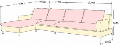Thiết kế Ghế sofa bọc da Kích thước 3460 x 1750 x 820 mm GSF172