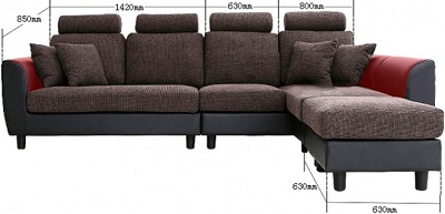 Thiết kế Ghế sofa bọc nỉ Kích thước Góc L: 285 x 150 x 88cm - Đôn: 63 x 63 x 45cm(DxRxC) GSF170