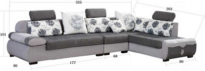Thiết kế Ghế sofa bọc nỉ dài 335cm GSF144