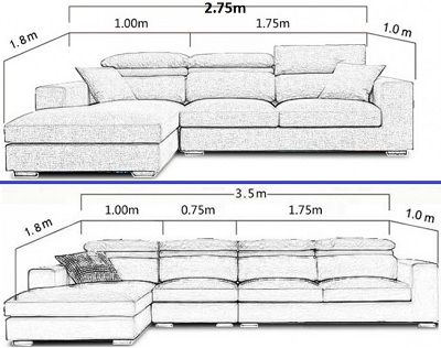 Thiết kế Ghế sofa bọc nỉ dài 3m50 GSF147