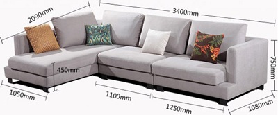 Thiết kế ghế sofa góc 3400mm