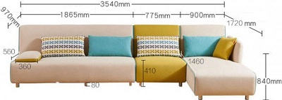Thiết kế ghế sofa 3540 x 1720 x 840mm