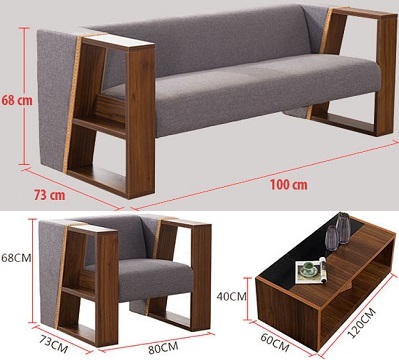 Thiế kế ghế sofa khung gỗ tự nhiên