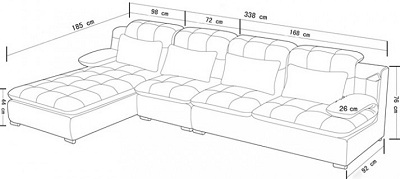 Thiết kế Ghế sofa bọc nỉ Kích thước 3380 x 1850/920 x 760 mm Dài x Rộng X Cao GSF244