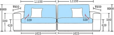 Thiết kế Ghế sofa bọc da Kích thước 2300 x 950 x 900 mm GSF239