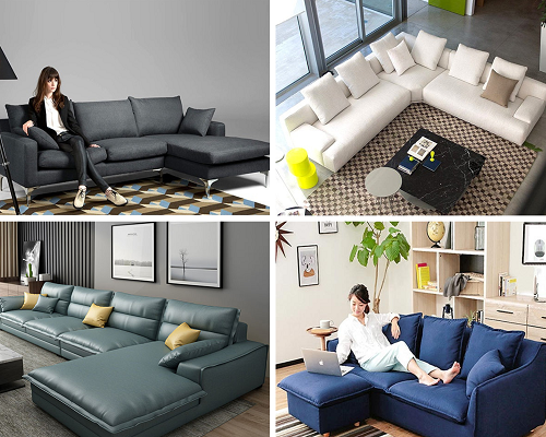 Mẫu ghế sofa góc đệm bọc vải nỉ da cao cấp đẹp sang trọng