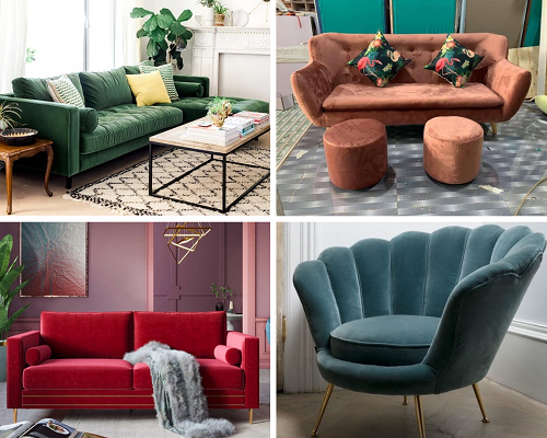 Mẫu ghế sofa bọc nhung kiểu dáng góc, băng đôi, đơn thiết kế đẹp