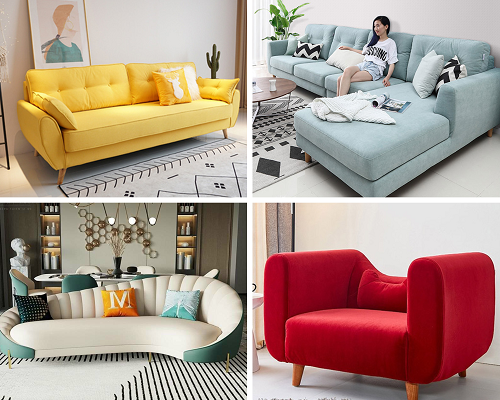 Mẫu ghế sofa đệm mút bọc nỉ băng dài dôn đơn sang trọng