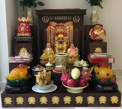 Ban thờ thần tài thổ địa tam cấp