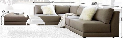 Thiết kế Ghế sofa bọc da Kích thước 240 x 160 x 80 cm GSF260