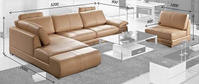 Thiết kế Ghế sofa bọc da Kích thước 3200 x 2000 x 800 mm GSF257