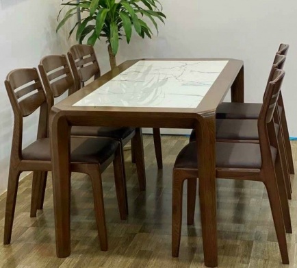 Bộ bàn ăn chân hươu ghế lưng thấp
