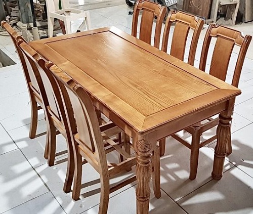 Bộ bàn ăn gỗ sồi sơn màu cánh gián PA92