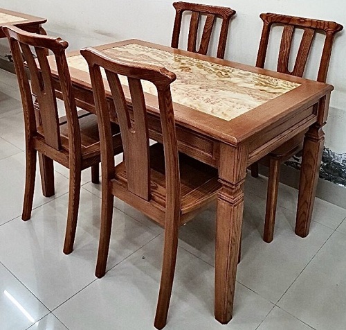 Bàn ăn gỗ sồi tựa ghế V