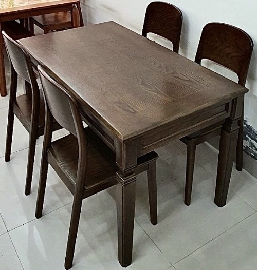 Bộ bàn ăn gỗ sồi sơn màu óc chó PA93