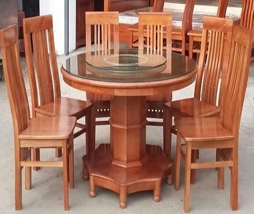 Bà n ăn gỗ xoan chân hộp sơn mầu cánh gián