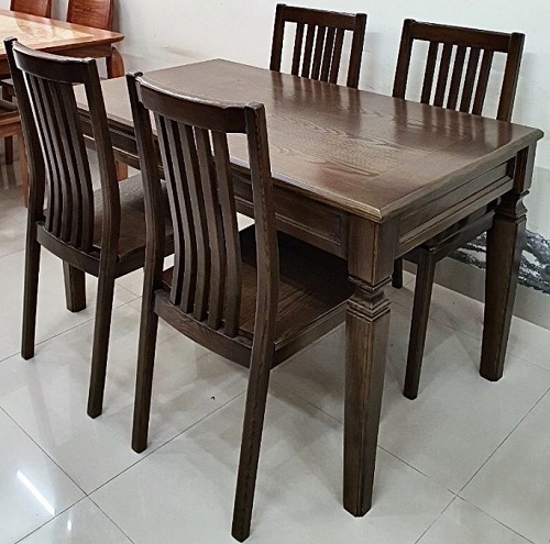 Bộ bàn ăn gỗ sồi chân trụ vuông hiện đại PA93