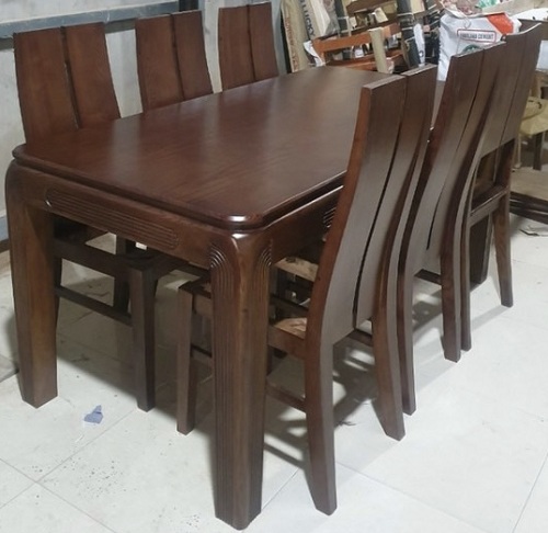 Bộ bàn ăn gỗ sồi chân đục lau óc chó PA90