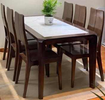 Bộ bàn ăn gỗ sồi sơn màu óc chó PA89