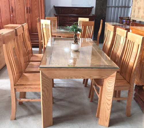 Bộ bà n ăn gỗ sồi chân tam giác PA85