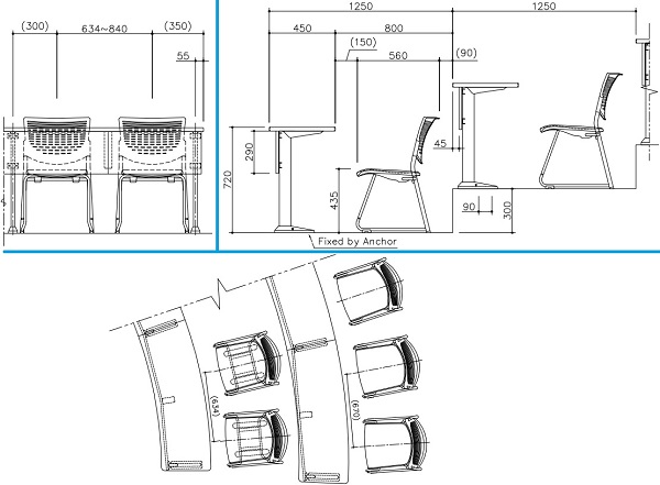 Bản vẽ chi tiết bà n SDA-700S ghế FCA-391