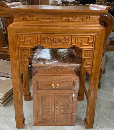 BaÌ€n thờ há»a tiết hoa văn chạm chìm BTD33 rá»™ng 197cm