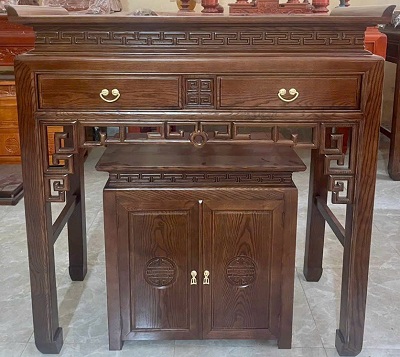 Bàn thờ đứng có ngăn kéo gỗ sồi BTD22 Rộng 153cm