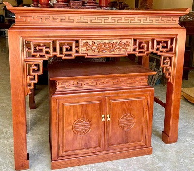 Bàn thờ 153cm chạm hoa sen BTD18